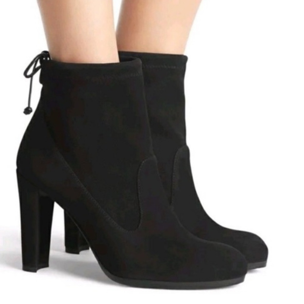 Stuart Weitzman Black Stretch Suede Glove Booties 7.5